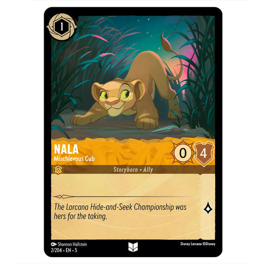 Nala - Mischievous Cub 2/204 card from the Lorcana set Shimmering Skies