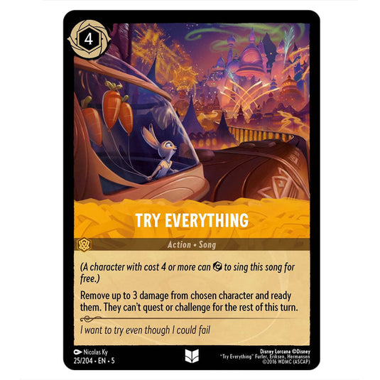 Lorcana - Shimmering Skies - Try Everything (Uncommon) - 25/204 Lorcana - Shimmering Skies - Try Everything (Uncommon) - 25/204