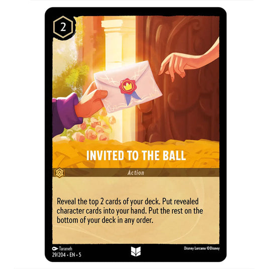 Invited to the Ball 29/204 card from the Lorcana set Shimmering Skies