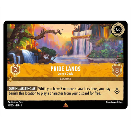 Pride Lands - Jungle Oasis 34/204 card from the Lorcana set Shimmering Skies