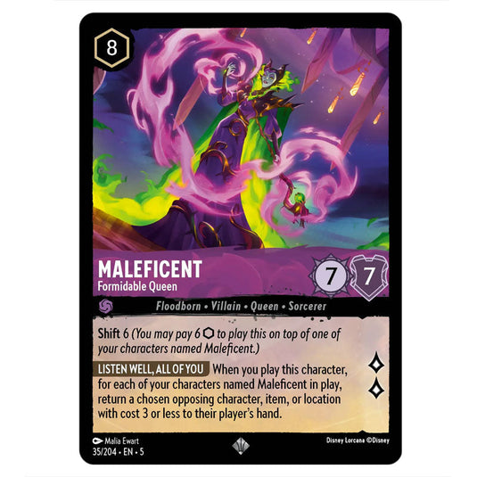 Maleficent - Formidable Queen 35/204 card from the Lorcana set Shimmering Skies