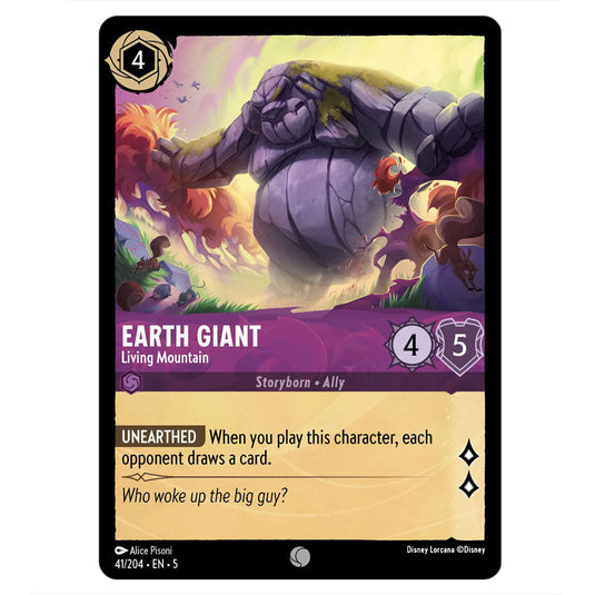 Earth Giant - Living Mountain 41/204 card from the Lorcana set Shimmering Skies