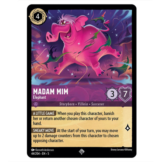 Madam Mim - Elephant 44/204 card from the Lorcana set Shimmering Skies