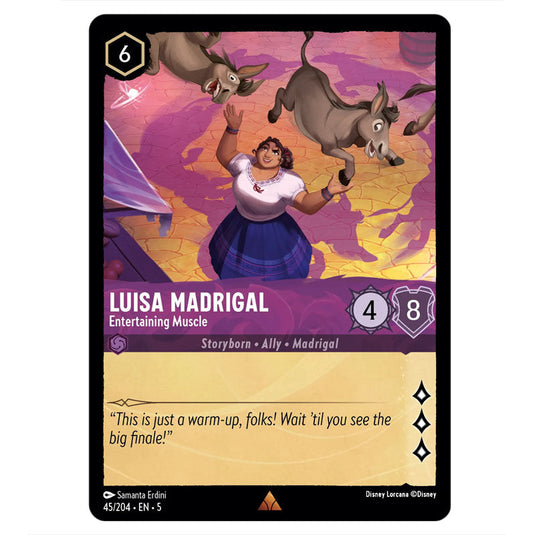 Luisa Madrigal - Entertaining Muscle 45/204 card from the Lorcana set Shimmering Skies