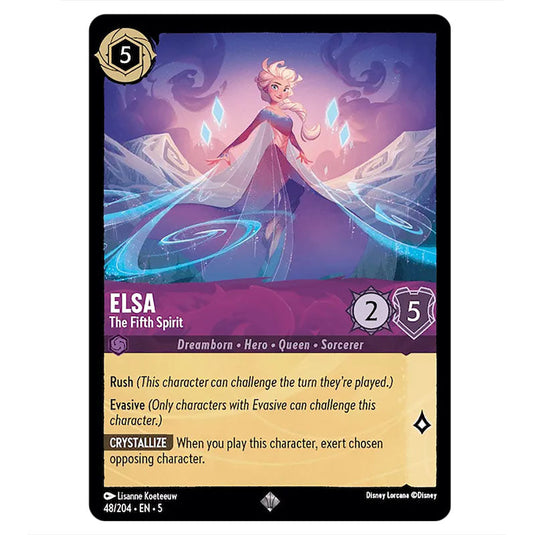 Elsa - The Fifth Spirit 48/204 card from the Lorcana set Shimmering Skies