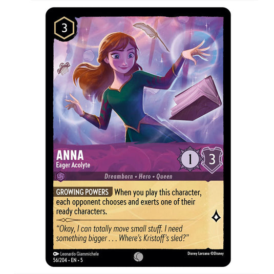 Anna - Eager Acolyte 56/204 card from the Lorcana set Shimmering Skies