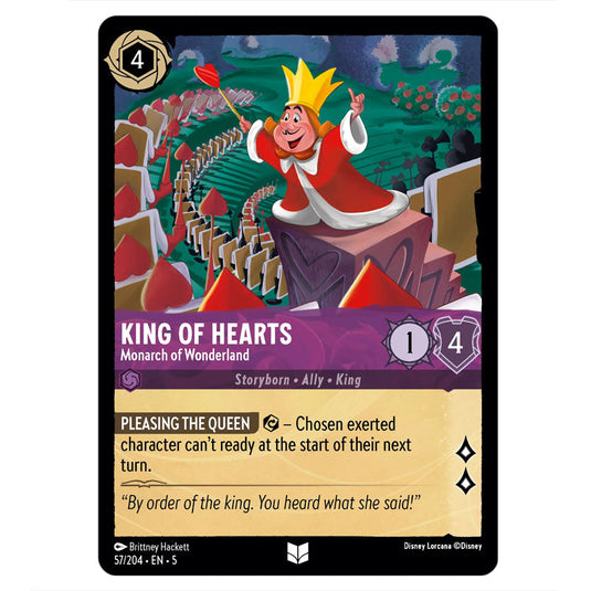 King of Hearts - Monarch of Wonderland 57/204 card from the Lorcana set Shimmering Skies