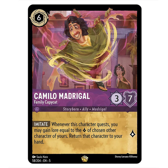 Camilo Madrigal - Family Copycat 58/204 card from the Lorcana set Shimmering Skies