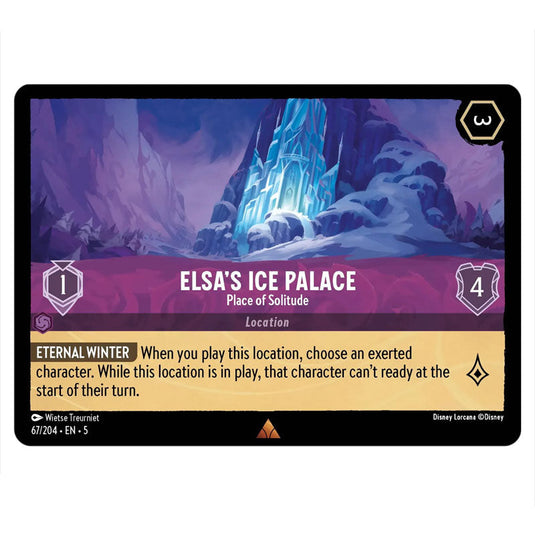 Elsa's Ice Palace - Place of Solitude 67/204 card from the Lorcana set Shimmering Skies