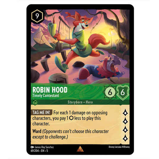 Robin Hood - Timely Contestant 69/204 card from the Lorcana set Shimmering Skies