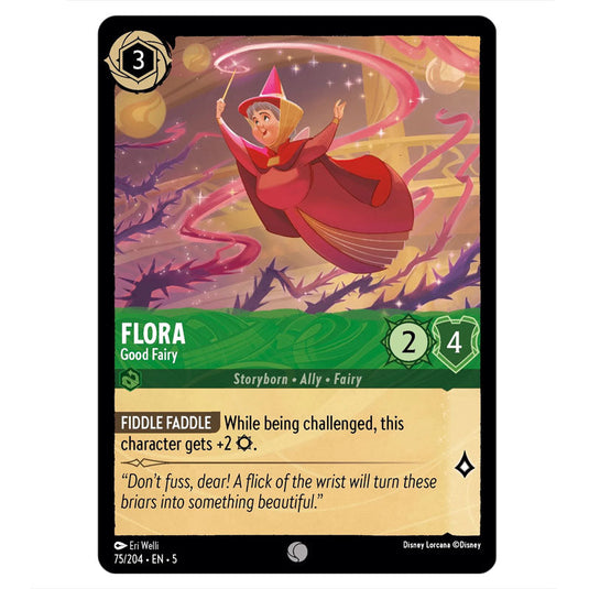 Flora - Good Fairy 75/204 card from the Lorcana set Shimmering Skies