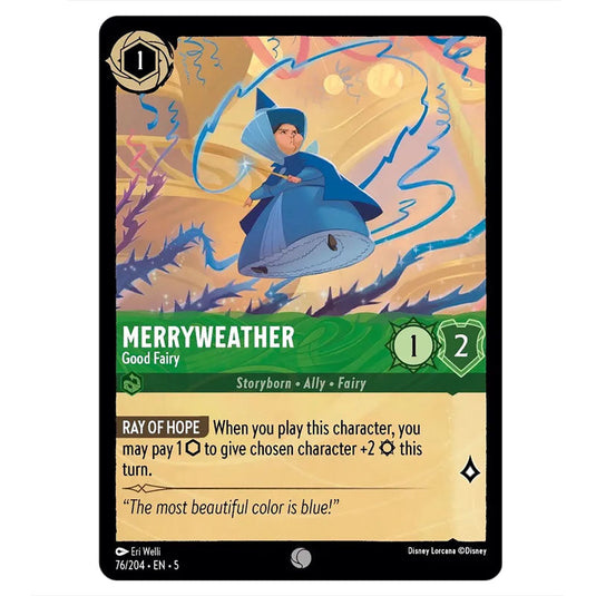 Merryweather - Good Fairy 76/204 card from the Lorcana set Shimmering Skies