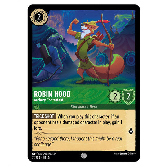 Robin Hood - Archery Contestant 77/204 card from the Lorcana set Shimmering Skies