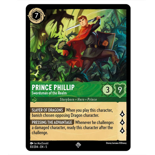 Prince Phillip - Swordsman of the Realm 83/204 card from the Lorcana set Shimmering Skies