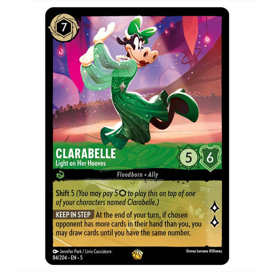 Clarabelle - Light on Her Hooves 84/204 card from the Lorcana set Shimmering Skies