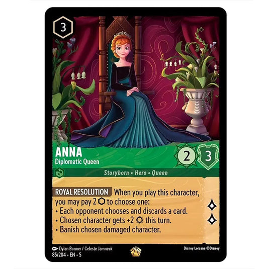 Anna - Diplomatic Queen 85/204 card from the Lorcana set Shimmering Skies