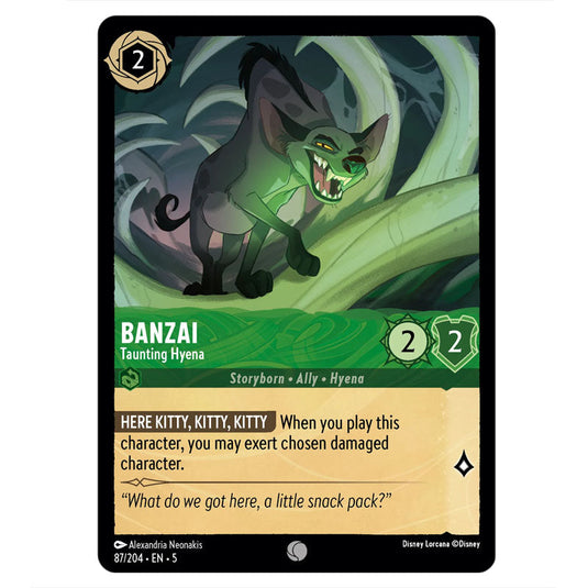 Banzai - Taunting Hyena 87/204 card from the Lorcana set Shimmering Skies