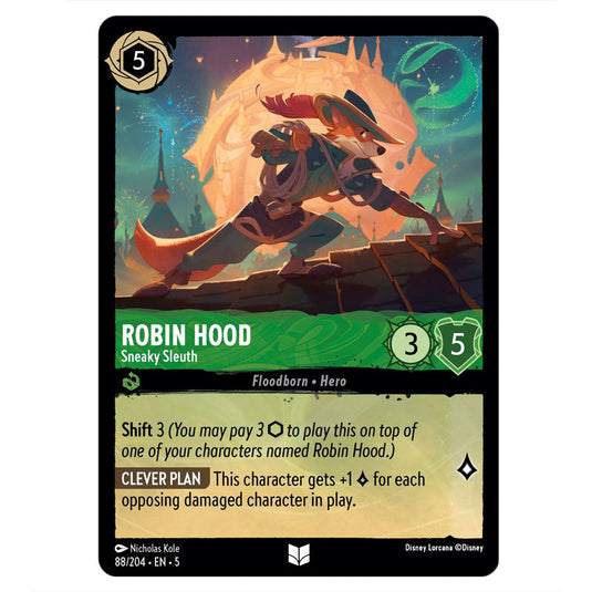 Robin Hood - Sneaky Sleuth 88/204 card from the Lorcana set Shimmering Skies