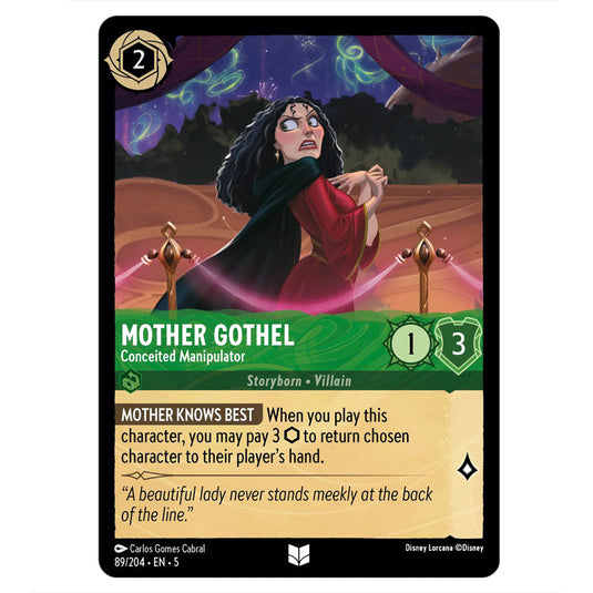 Mother Gothel - Conceited Manipulator 89/204 card from the Lorcana set Shimmering Skies