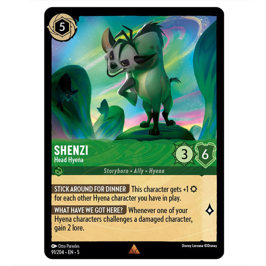 Shenzi - Head Hyena 91/204 card from the Lorcana set Shimmering Skies