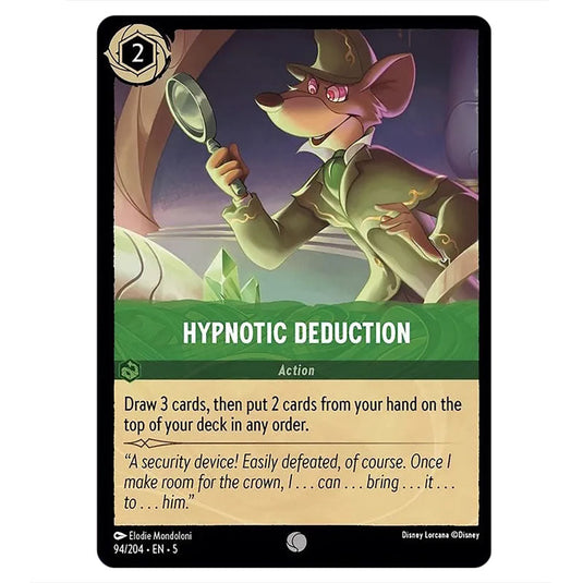 Hypnotic Deduction 94/204 card from the Lorcana set Shimmering Skies