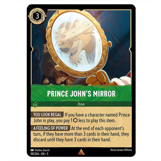 Prince John's Mirror 98/204 card from the Lorcana set Shimmering Skies