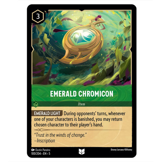 Emerald Chromicon 100/204 card from the Lorcana set Shimmering Skies