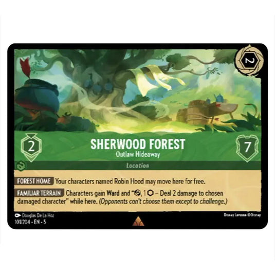 Sherwood Forest - Outlaw Hideaway 101/204 card from the Lorcana set Shimmering Skies