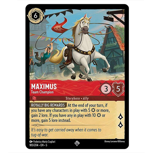 Maximus - Team Champion 105/204 card from the Lorcana set Shimmering Skies