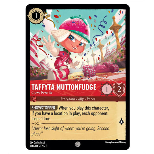 Taffyta Muttonfudge - Crowd Favorite 114/204 card from the Lorcana set Shimmering Skies