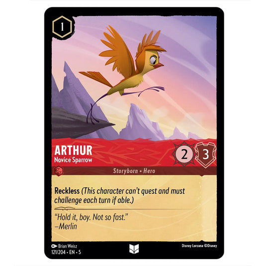 Arthur - Novice Sparrow 121/204 card from the Lorcana set Shimmering Skies