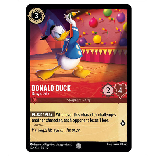 Donald Duck - Daisy's Date 122/204 card from the Lorcana set Shimmering Skies