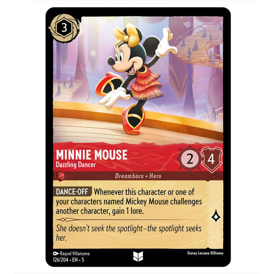 Minnie Mouse - Dazzling Dancer 126/204 card from the Lorcana set Shimmering Skies