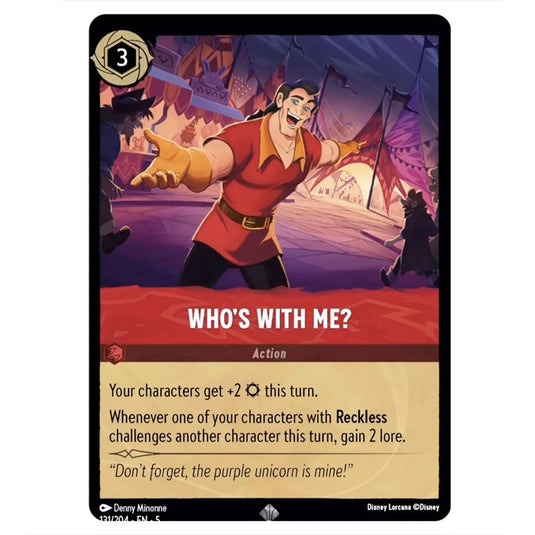 Lorcana - Shimmering Skies - Who's With Me? (Super Rare) - 131/204 Lorcana - Shimmering Skies - Who's With Me? (Super Rare) - 131/204