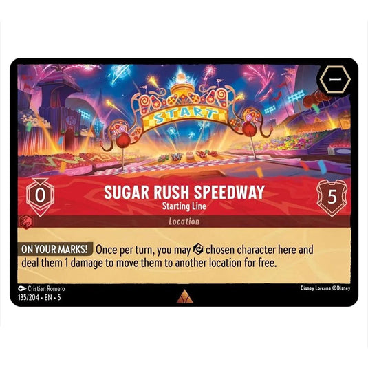 Sugar Rush Speedway - Starting Line 135/204 card from the Lorcana set Shimmering Skies