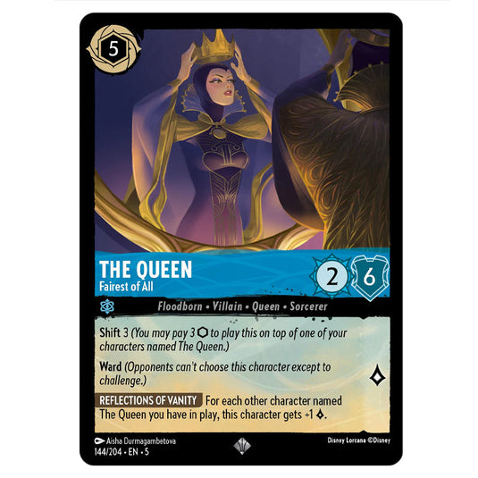 The Queen - Fairest Of All 144/204 card from the Lorcana set Shimmering Skies