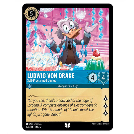 Ludwig von Drake - Self Proclaimed Genius 151/204 card from the Lorcana set Shimmering Skies