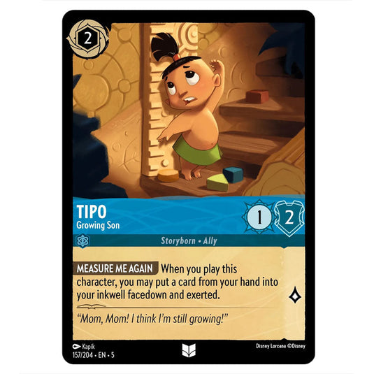 Tipo - Growing Son 157/204 card from the Lorcana set Shimmering Skies