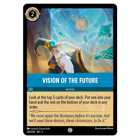 Vision of the Future 160/204 card from the Lorcana set Shimmering Skies