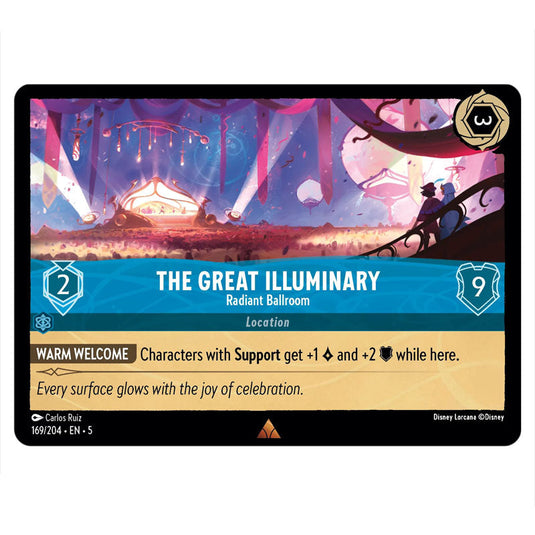 The Great Illuminary - Radiant Ballroom 169/204 card from the Lorcana set Shimmering Skies