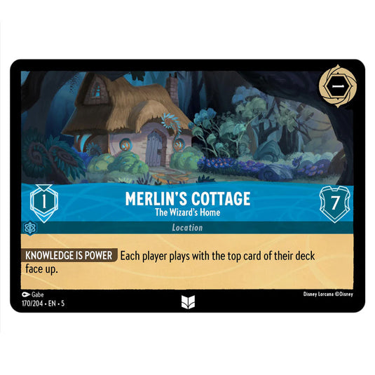 Merlin's Cottage - The Wizard's Home 170/204 card from the Lorcana set Shimmering Skies