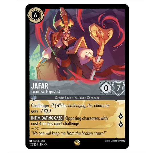 Jafar - Tyrannical Hypnotist 172/204 card from the Lorcana set Shimmering Skies