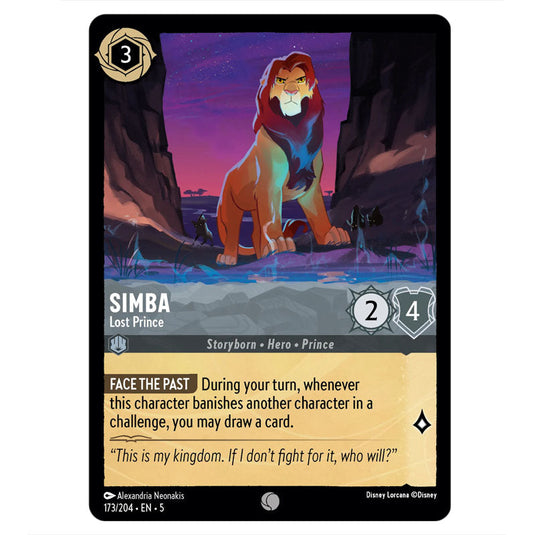 Simba - Lost Prince 173/204 card from the Lorcana set Shimmering Skies