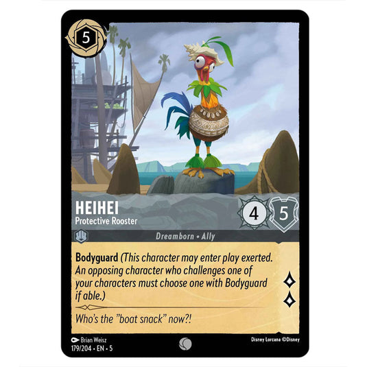 Heihei - Protective Rooster 179/204 card from the Lorcana set Shimmering Skies