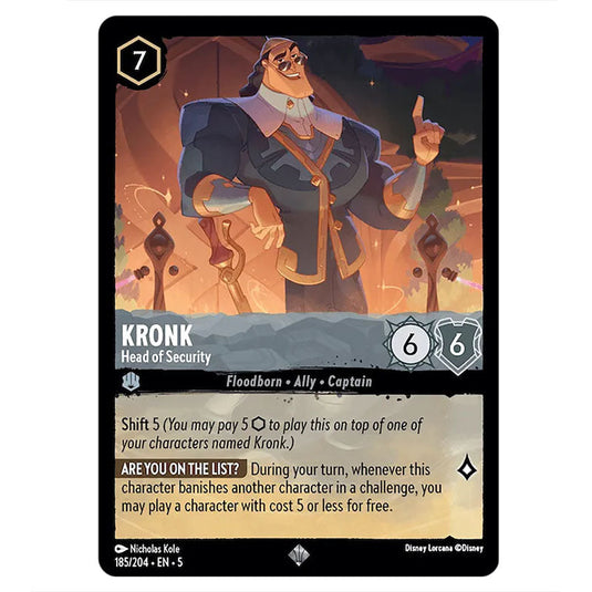 Kronk - Head of Security 185/204 card from the Lorcana set Shimmering Skies