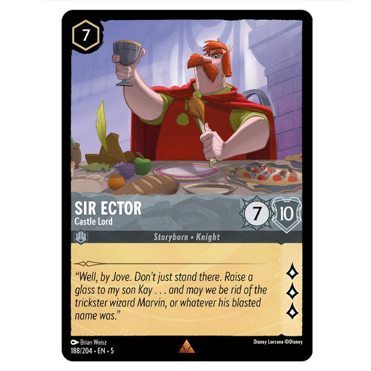 Sir Ector - Castle Lord 188/204 card from the Lorcana set Shimmering Skies