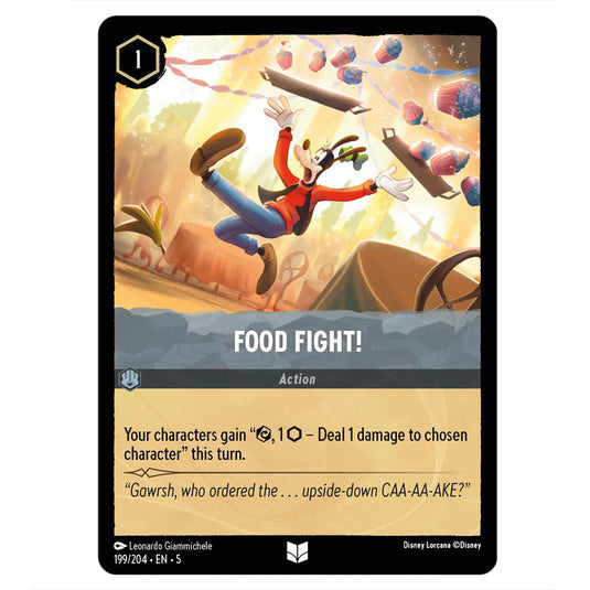 Food Fight! 199/204 card from the Lorcana set Shimmering Skies