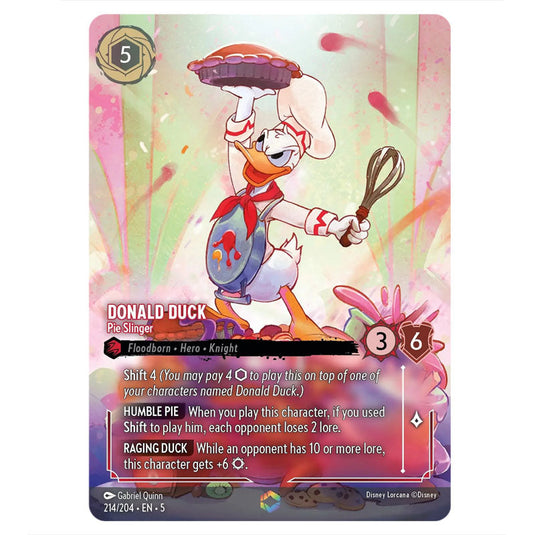 Donald Duck - Pie Slinger 214/204 card from the Lorcana set Shimmering Skies