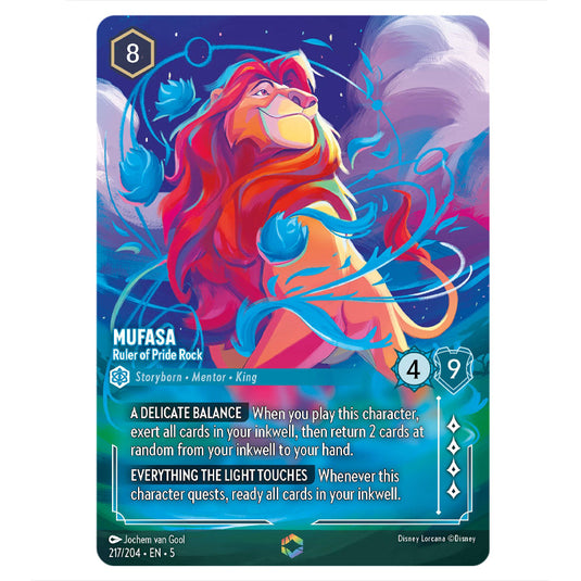 Mufasa - Ruler of Pride Rock 217/204 card from the Lorcana set Shimmering Skies