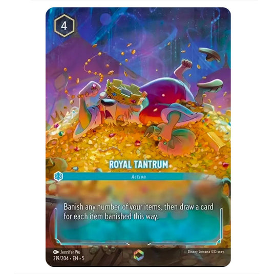 Royal Tantrum 219/204 card from the Lorcana set Shimmering Skies